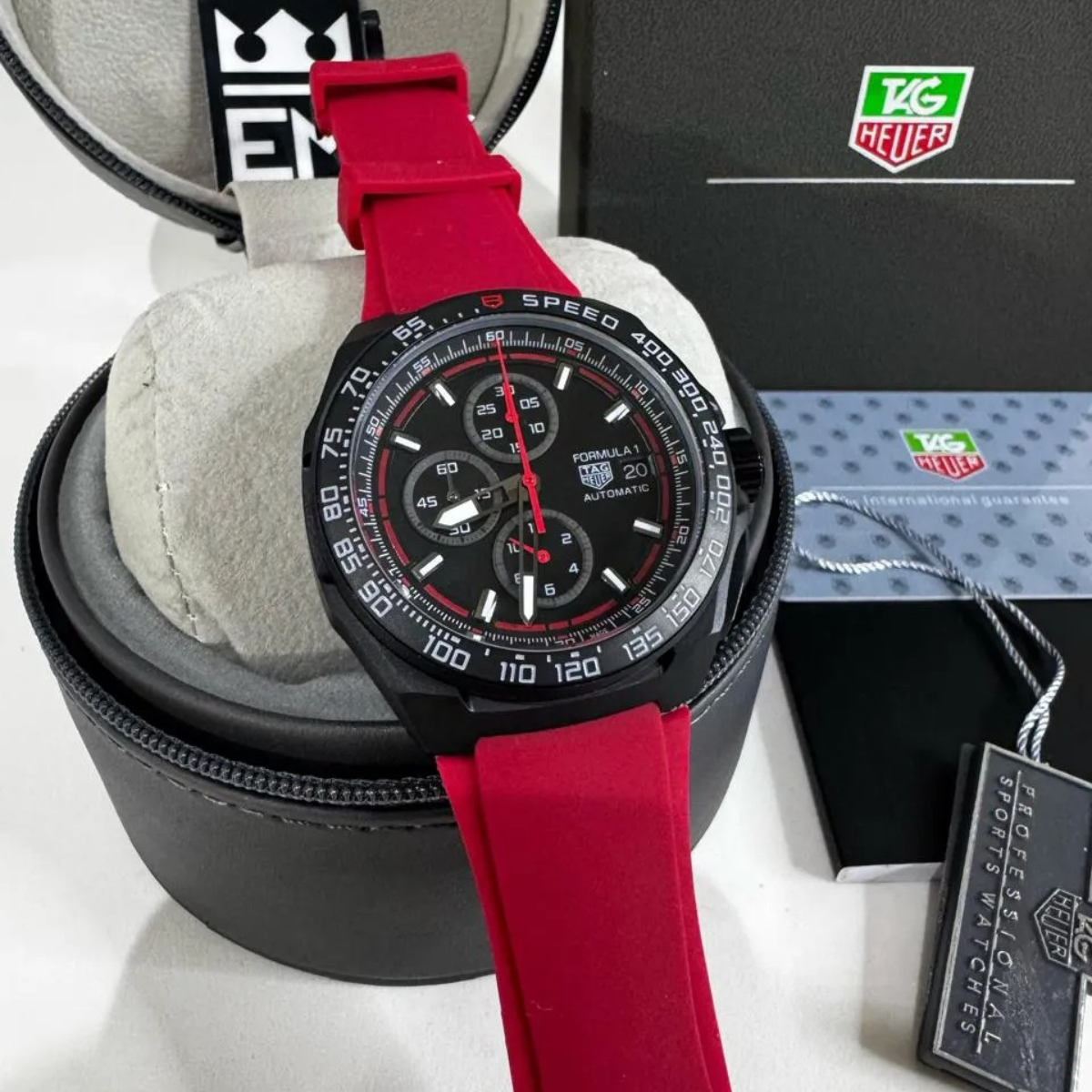 TH Formula 1 Automatic Chronograph – Black Red with Red Rubber Strap