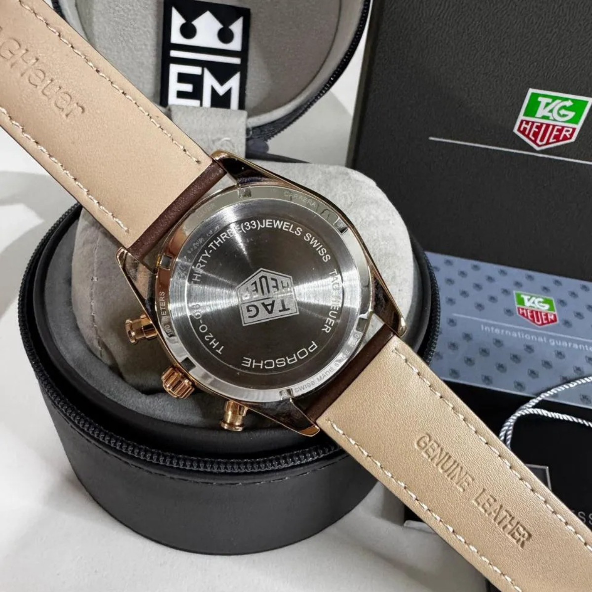 TH Carrera Chronosprint – Silver/Red – Brown Leather Strap