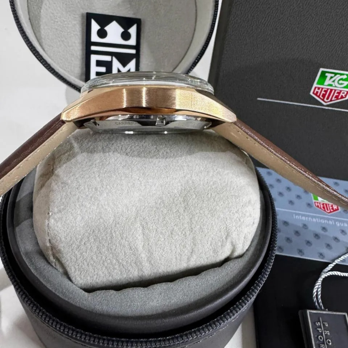 TH Carrera Chronosprint – Silver/Red – Brown Leather Strap