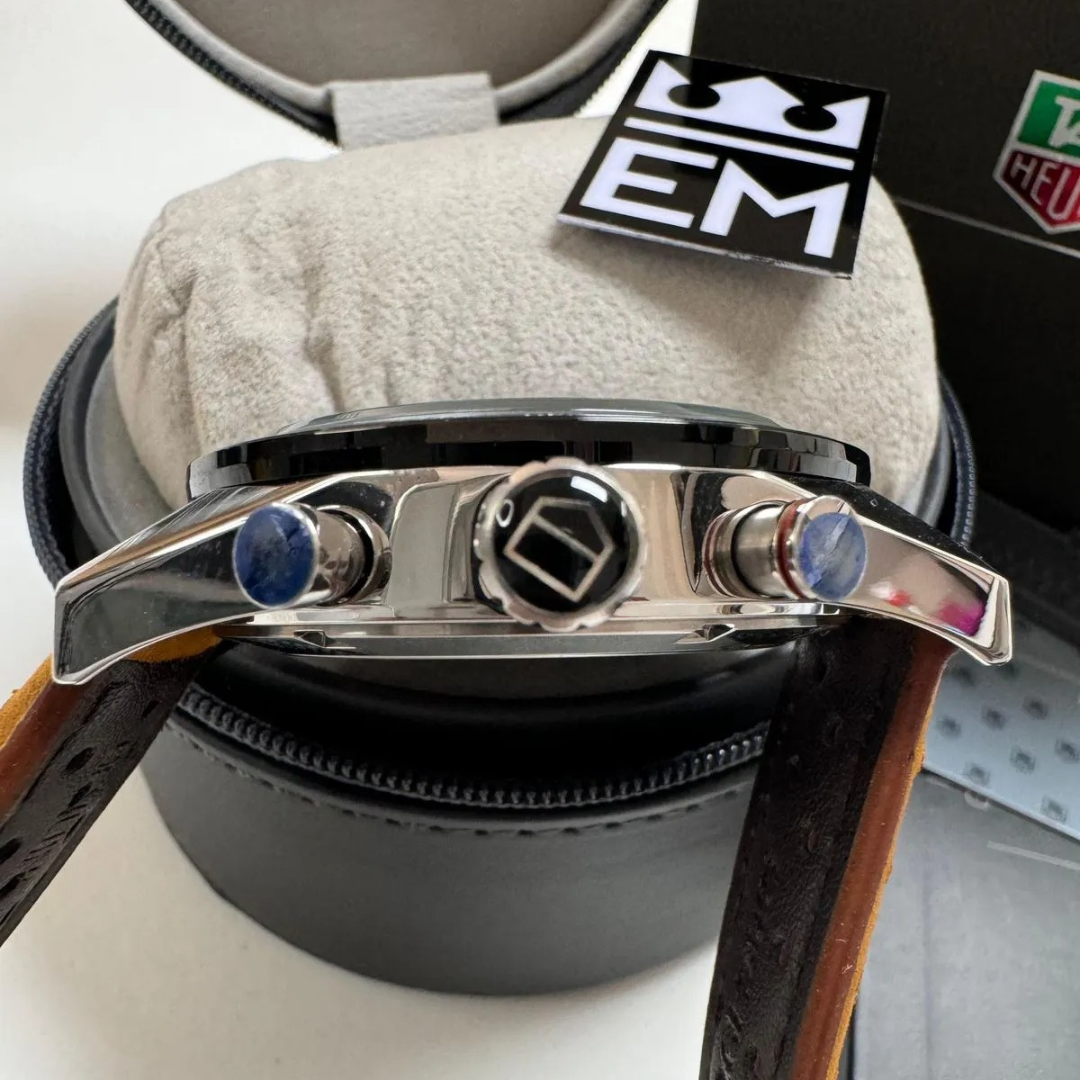 TH Carrera Chronograph Black – Automatic | Suede Leather Strap