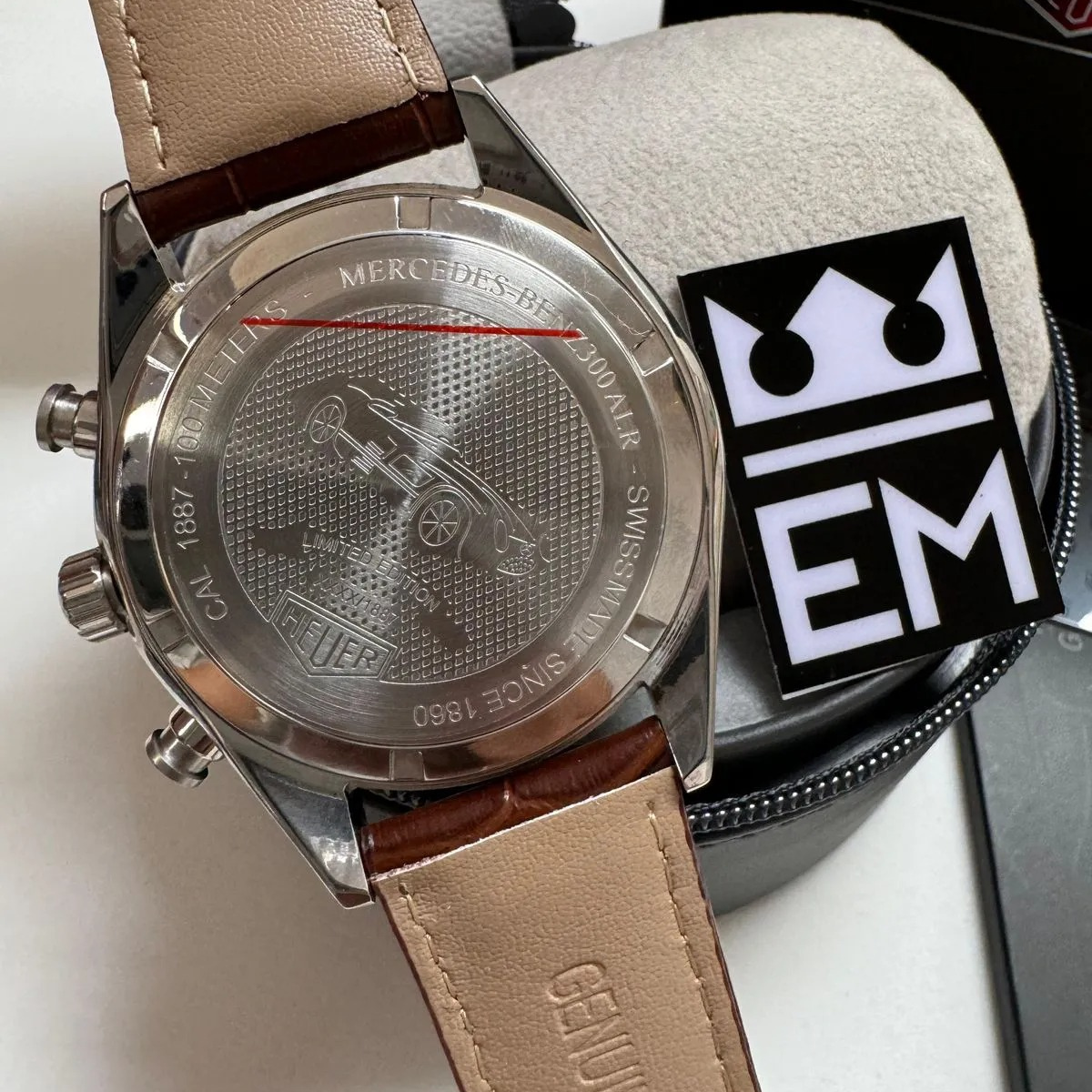 TH Carrera Chronograph – Silver Dial & Brown Leather Strap